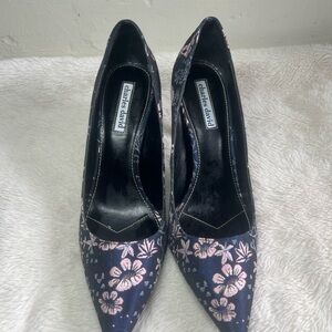 Charles David Floral Heels - Black and Pink